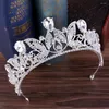 Haarspangen Vintage Grün Rot Strass Braut Tiara Mode Goldenes Diadem Für Frauen Hochzeitskleid Schmuck Prinzessin Krone Zubehör