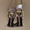 2023 Womens Diamond Mirror Leather Crystal Stones Pointy Jewel Sandal Naked high heels sole 10.5cm Italie femmes Designer Shoes Semelle en cuir Summer Slipper Stiletto