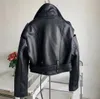 Designer Women's Short Fashion Motorcycle Version Autumn Winter Warm Leather Jacket High Quality Coats