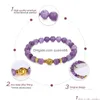 Chaîne 8 Mm Perles Rondes Bracelet Or Bouddha Naturel Améthystes Violet Quartz Pierre Pour Les Femmes Stretch Énergie Nouveau Drop Livraison Bijoux Dhs4Z