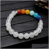 Pärlstav ny mode sju färger dl sten pärlor armband för kvinnor 8mm vita naturliga charms stretch armele hälsa yoga smycken present dhjtq