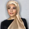 Hijabs Muslim Women Crinkled Satin Silk Hijab Islamic Soft Silk Chiffon Hijabs Turban Head Wraps Satin Headscarf Scarves 230609