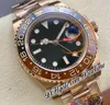 Мужские часы Clean GMT VR3186 Root Beer Automatic CF Розовое золото 18 карат Коричневый керамический безель из кока-колы Черный циферблат Браслет OysterSteel 904L Super Edition Same Card Puretime e5