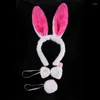 Hair Accessories 3Pcs Kids Adult Ears Headband Bow Ties Tail Set Easter Party Cosplay Costume Bands