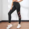 Pantalons actifs Mode féminine Rayé Mince Long Leggings de sport Yoga Taille haute Maigre Minceur Cuisse Minceur Gymnases