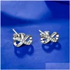 Stud Fashion Infinity Earrings 925 Sterling Sier Studs High Quality Cz Cubic Zirconia Round Love Accent Jewelry For Women Girls Drop Dhzfv