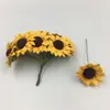 Flores decorativas Papel de simulación Girasol DIY Mini rama de flor falsa Caja de regalo de boda Accesorios de decoración Ramo de flores de San Valentín