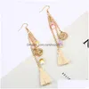 Ciondola il lampadario a catena lunga con nappa orecchini per le donne bohemien orecchino di perline orecchio dichiarazione gioielli regali moda coreana goccia Delive Dhe9P