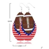 Urok bohemia 3 warstwy skórzane kolczyki dla kobiet futbol baseball cekin brokat mody sportowy biżuteria niezależność