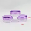 Botellas cosméticas de crema vacías de color púrpura de 2 g con tapón de rosca, muestra de frasco de bálsamo labial pequeña pantalla Contenedor de PS Frascos de crema de plástico de 2 g Fdhgd