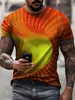 Nowa męska koszulka koszulka graficzna iluzja optyczna 3D za okrągła szyja zielony niebieski fioletowy różowy wydruk 3D w rozmiarze codziennie z krótkim rękawem odzież podstawowa