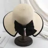 Sombreros de ala ancha Moda para mujer Lady Beach Sombrero de paja Summer Sun Floppy Gorra plegable Cubo al aire libre