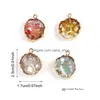 Other Fashion Resin Round Stone Pendant Charm Natural Gemstone Shell Sequins Mti Color With Gold Plate Diy Jewelry Making For Drop D Dhec1