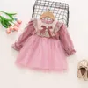 Girl Dresses Spring Baby Kids Costume European Style Court Long Sleeve Children Clothing Bow Knot Party Dress For Toddler Girls 0 To 3 Years