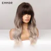 Peruca Sintética Ombre Marrom Loiro Cinza Cinza com Franja para Mulheres Cosplay Natural Longo Água Ondulada Resistente ao Calor Perucas de Cabelo Fábrica