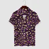 Mäns avslappnade skjortor Purple och Gold Leopard Bluuses Animal Print Hawaiian Short Sleeve Graphic Streetwear Oversize Beach Shirt Gift