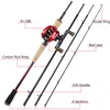 Rod Reel Combo Sougayilang Fishing 2.1M 2.4M 4Sections Fundição de Fibra de Carbono com 9 1BB 8 1 Baitcasting Pesca 230609