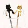 Stainless Steel Coffee Scoops Lovely Cat Hanging Coffee Cup Spoon Ice Cream Dessert Teaspoon Creative Hanging Scoop Tableware JN10