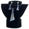 Collier boucles d'oreilles ensemble De Bijoux en gros 6 ensembles épée large pendentif en verre de Murano noir au chalumeau