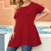 Chemisiers femme grande taille femme t-shirt femme grand ample décontracté couleur unie manches courtes balançoire élégant Blouse Blusa