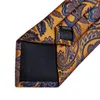 Papillon DiBanGu Plaid paisley tinta unita a righe arancioni Cravatta da uomo di moda con gemelli Hanky Collo di seta per uomo Cravatte da festa di nozze