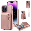 Rits portemonnee standaard telefoonhoesje met kaartsleuven voor iphone 14 pro max 13 mini 12 11 pro max xr xs 6 7 8 se samsung s23 ultra s22 plus pu lederen schokbestendige achterkant