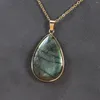 Pendant Necklaces Natural Stone Necklace Water Drop Shape Flash Labradorite Gemstone Exquisite Charms For Jewelry Making Diy Accessories