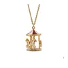 Pendant Necklaces Carousel Horse Fashion Gold Chain Necklace Women Crystal Sweater Jewelry Accessories Drop Delivery Pendants Dhnqm