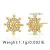 Stud Earrings Zircon Rudder Steering Wheel Fashion 18K Gold Plated For Women 2023 Jewelry Gift Accessories