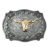 Belts Western Belt Buckle Long Horn Bull Metal Cowboy For Men