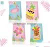 Förpackningsväskor Ananas Red Bird Hawaiian Summer Birthday Party Candy Bag Gift Suit A Brown Paper Bag22x12x8cm Drop Delivery OT63Z
