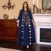 Ethnische Kleidung Eid Marokko Stickerei Kleid Frauen Muslimischen Umhang Abaya Dubai Langarm Islamischen Vestidos Musulam Party Kleider Kaftan