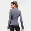 Lu Definir alinhamento de casaco esportivo feminino Yoga Jaquetas de corrida finas roupas de ginástica alta ginástica jaqueta de roupas ativas roupas de treinamento comprido
