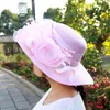 Fashion Women Mesh Kentucky Derby Church Hat With Floral Summer Wide Brim Cap Wedding Party Hats Beach Sun Protection Caps A1 T200242N