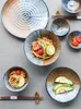Miski Fancity w stylu japońskim dwustronny wzór niebieskiej linii ceramika i potrawy do domowej zupy ryżu Dis