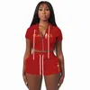 Survêtements pour femmes 2023 INS Hoodies Set Young Daily Casual ShirtShort Hooded Short Sleeve Pants Slim Women Two-Piece
