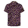 Mäns avslappnade skjortor Purple och Gold Leopard Bluuses Animal Print Hawaiian Short Sleeve Graphic Streetwear Oversize Beach Shirt Gift