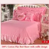 Bedding sets Korean Style Princess Wedding Set Luxury Pink Heart Lace Jacquard Satin Duvet Cover Bedspread Bed Sheet Pillowcases 230609
