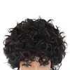 Parrucca sintetica per donna Parrucca corta afro riccia con frangia Taglio di capelli naturale Parrucca marrone misto nero Capelli soffici Bombshell Parruccafabbrica diretta