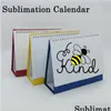 Andere festliche Partyzubehör 8-Zoll-Sublimationskalender Personalisierte DIY 23-Loch-Tischkalender Blanko-Wärmeübertragungsbeschichtung Deskt Dhhmx