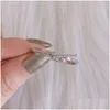 Band Rings Leaf Form Cubic Zircon Högkvalitativ fingerring för kvinnor Fashion Jewelry Party Gifts grossist Drop Delivery DH3VP