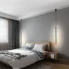 Kolye lambaları Nordic İtalya minimalist ince yaratıcı oturma odası kanepe köşe yatak odası başucu net kırmızı silindirik çizgi aydınlatma