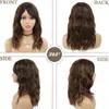 Synthetic Curly Long Wig with Bangs Wigs for Women Body Wave Hair Mix Brown Nature Wigs for African American Lady Wigfactory di