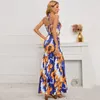 Vestidos Casuais Verão Cintura Alta Vestido Boho Sexy Planta E Flor Impresso Magro Trompete Moda Sem Mangas Terno de Duas Peças Vestidos 25264