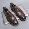 Дерби обувь для мужчин коричневая черная квадратная шнурка