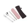 Servis uppsättningar Portabla campingpinnar Söta bordsuppsättningar Travel Knife Pink Kitchen China Dinner Vajillas Completas Lunch Box 18