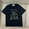 디자이너 여성 여름 Moschino T Shirts 이탈리아 럭셔리 브랜드 Tees 만화 베어 곰 스탬프 느슨한면 둥근 목을 야외 레저 의류 남성 여성 탑 셔츠
