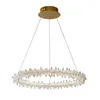 Lampes suspendues Lustres Post Moderne Art Déco Led Dimmable Lampe Luxueux Cristaux Cercle Salon Suspensions Luminarias