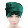 Roupas étnicas luxuosas plissadas de veludo turbante mágico hijab envoltório de cabeça tubo extra longo envoltório de cabeça cachecol gravata