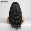 Syntetyczne brązowe do czarnych peruk naturalne odporne na ciepło peruki dla kobiet długie peruka z grzywką Cosplay Włosy Dir